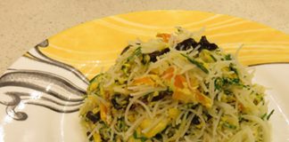 Stir-fried Thin Rice Noodles with Eggs and Spinach Global EAT - Stir-fried Thin Rice Noodles with Eggs and Spinach